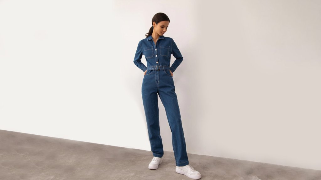 1. Uzun Kollu Denim Tulum